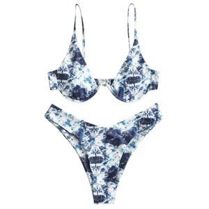 New Zaful Blue White Bikini Underwire Pushup Two Piece 533 Womens Size S
